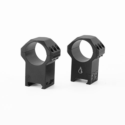 Prussia Precision Scope Ring Set 30mm erbjuder robust montering med hög precision, perfekt för Picatinny och Weaver rails, med tre höjder för optimal passform.